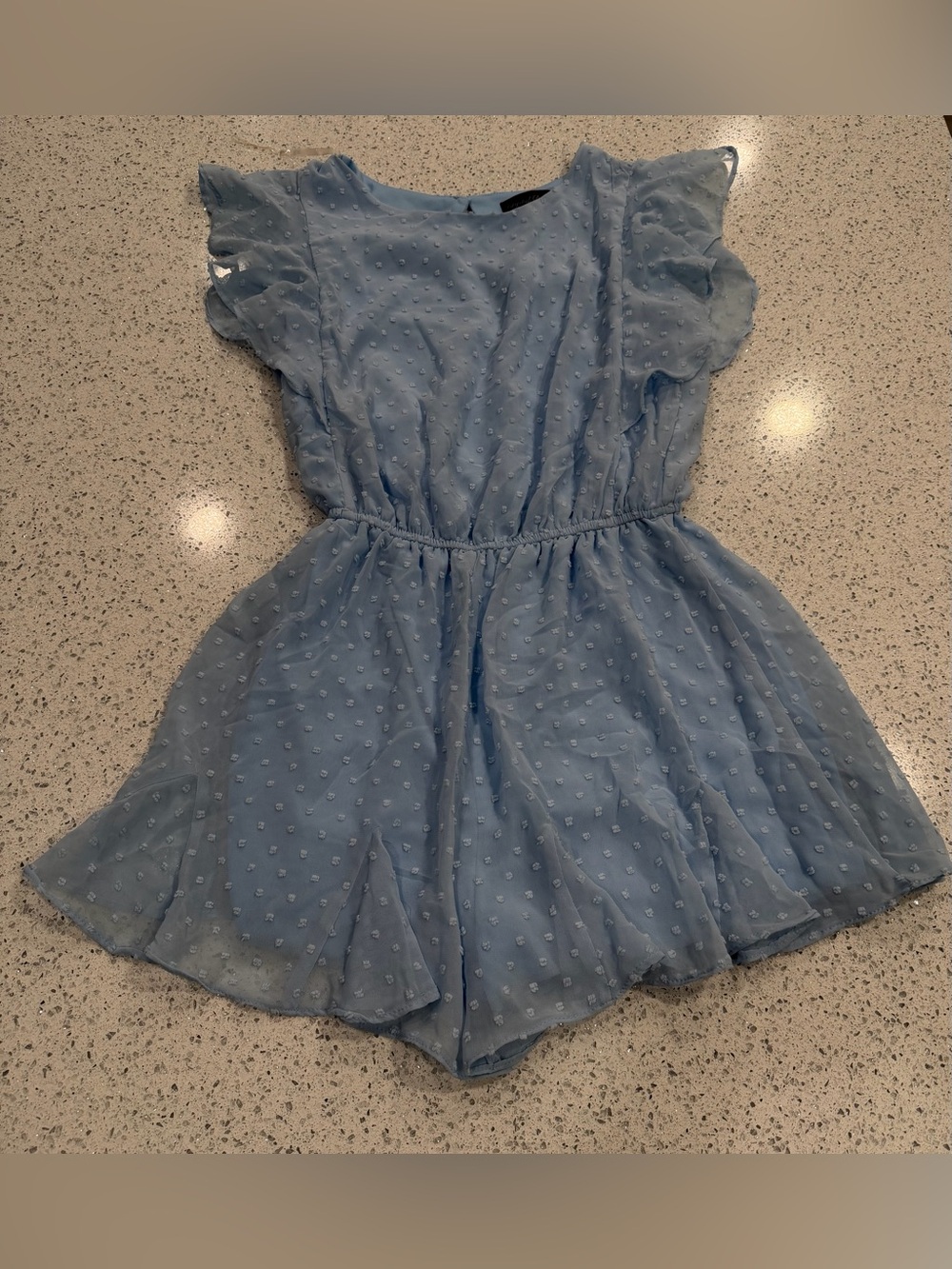 Crystal Doll Light Blue Dot-Detail Casual Dress Romper